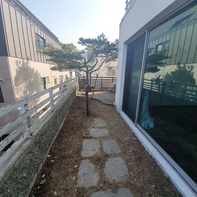 화단과 보행로 조경 정리 작업 후